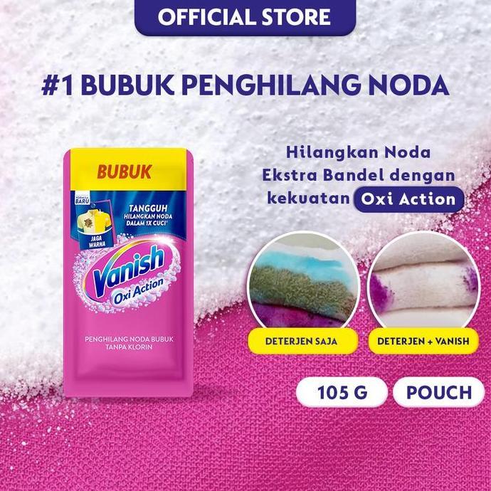 Vanish Bubuk Penghilang Noda Pakaian Pink Pembersih Noda Baju Membandel 105gr