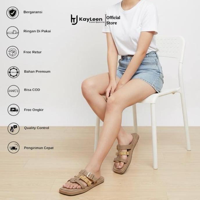 Kayleen Big Size 37-44 Sandal Wanita Platform Slip On Sol Karet