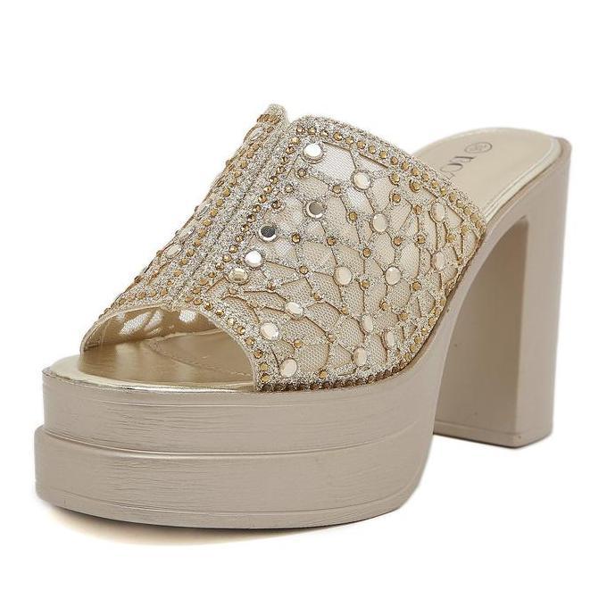 Bozka Sandal Wanita Wedges Mewah Elanor 10Cm Heels