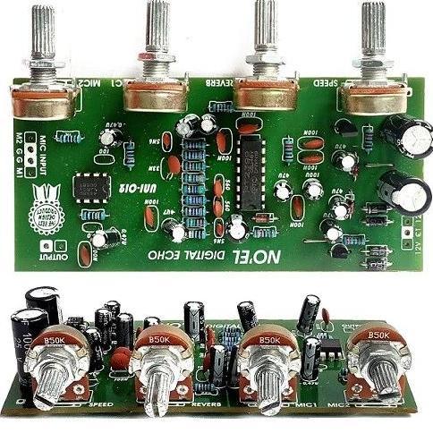 KIT SUPER DIGITAL ECHO NOEL TONE CONTROL + 2 MIC 4 POTENSIO IC PT2399 JRC4558 LOW NOISE