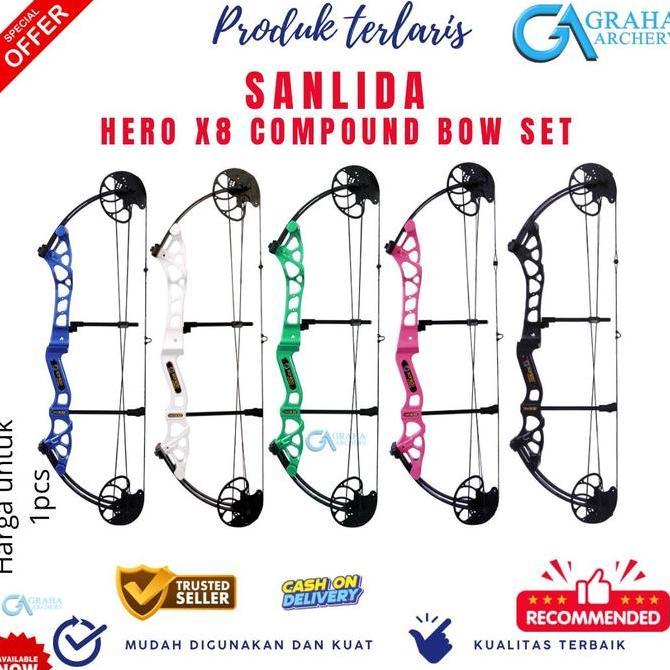 Sanlida Hero X8 Compound Bow Set / Busur Compound set / Fullset Busur Panahan Sanlida Hero X8 Compou