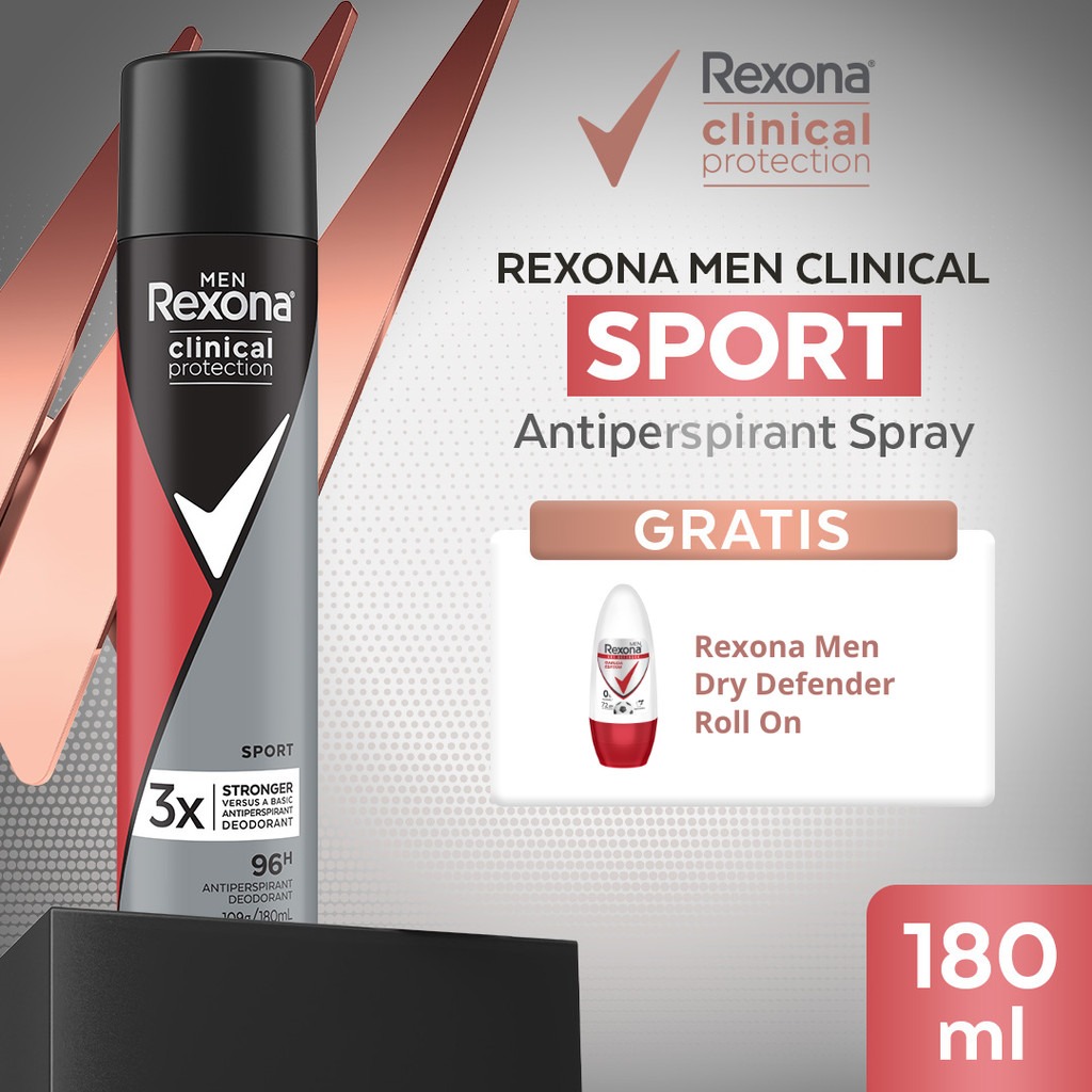 [Buy1Get1] BUY 1 Rexona Men Clinical Antiperspirant Deodorant Spray Sport Defense 180ml GET Rexona D