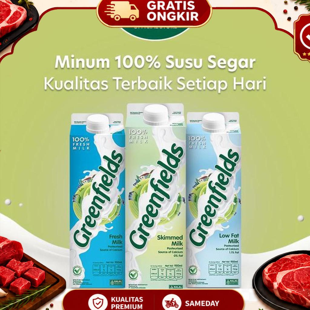 [Twinpack] Susu Segar Greenfields - Fresh Milk Skimmed 950Ml X 2Pcs