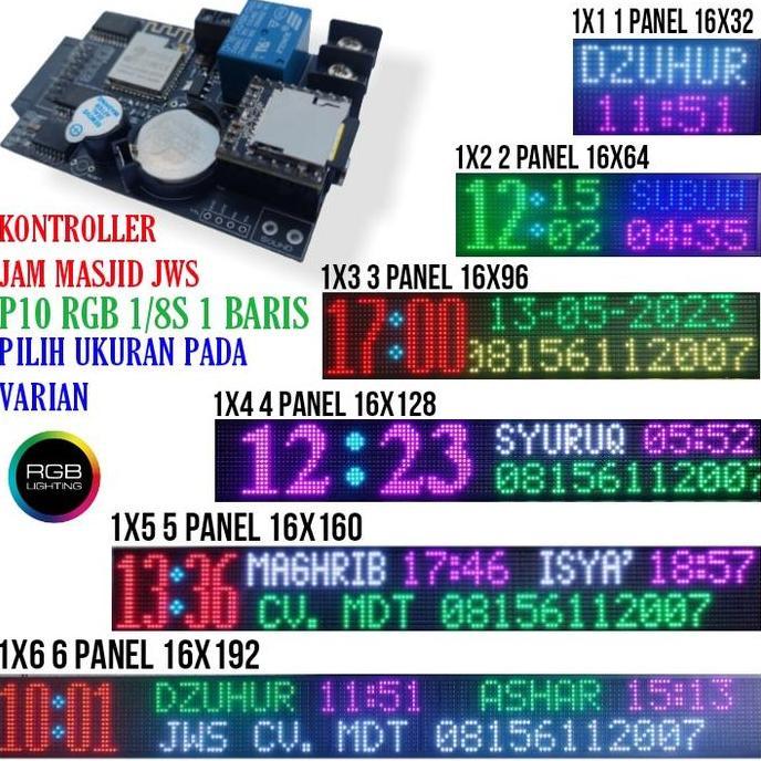Kontroller Jws Khalifah Jadwal Sholat Jam Masjid P10 RGB - 1 BARIS