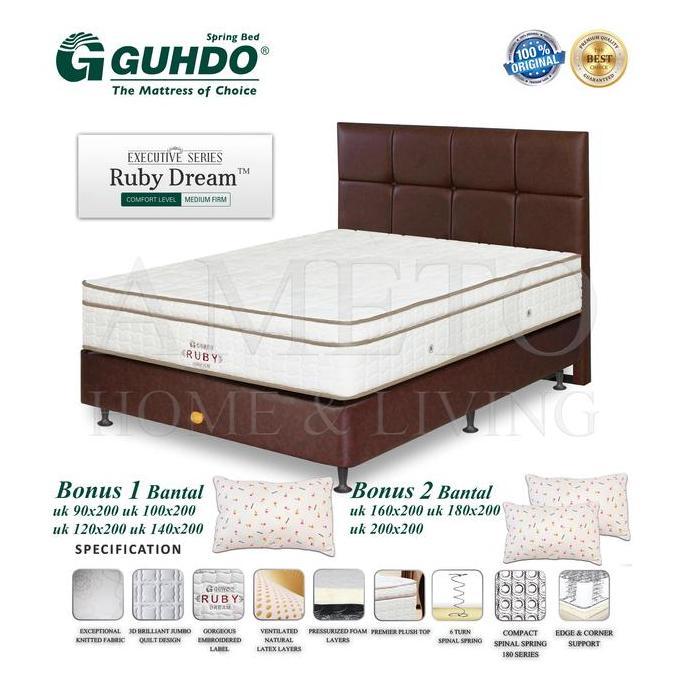 Guhdo Spring Bed Ruby Dream Plush Latex Top Orthopedic 90 100 120 140 160 180 200 x 200 Atlantic / S