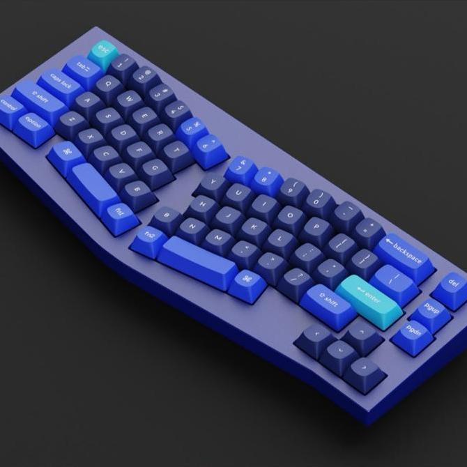 KEYCHRON Q8 QMK ALICE LAYOUT 65% LAYOUT FULLY ASSEMBLED KNOB VERSION - NAVY BLUE ALUMINUM BODY