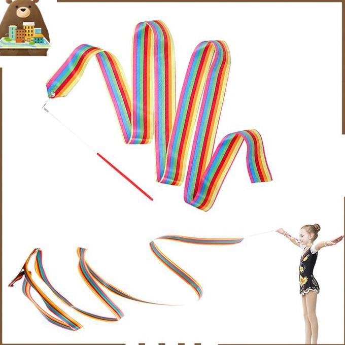 dtresmok55 - 4m twirling ribbon colorful ballet ribbon alat tari tamborin gereja props senam ballet 
