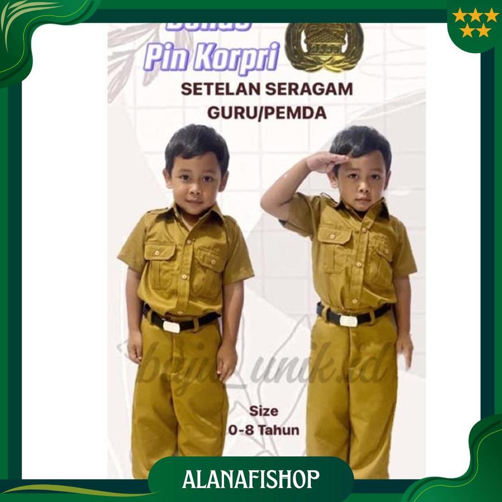 GRATIS PIN KORPRI/ BAJU PNS PEMDA GURU LAKI-LAKI BAYI TK SD/Seragam PNS Anak/Kostum ASN Anak/Kostum 