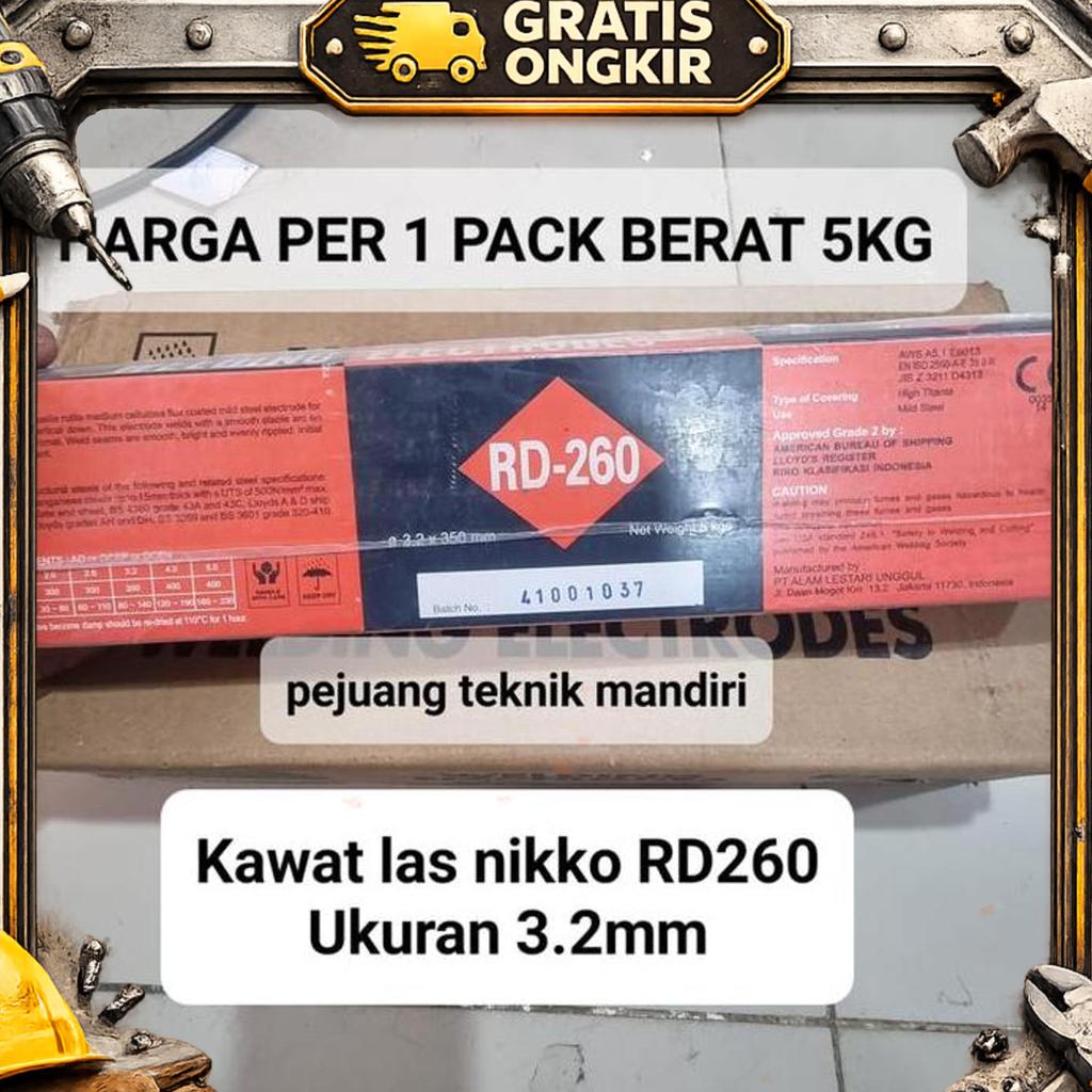 Kawat Las Nikko Steel Rd-260 3.2Mm / Kawat Las Besi Nikko 3.2 Mm