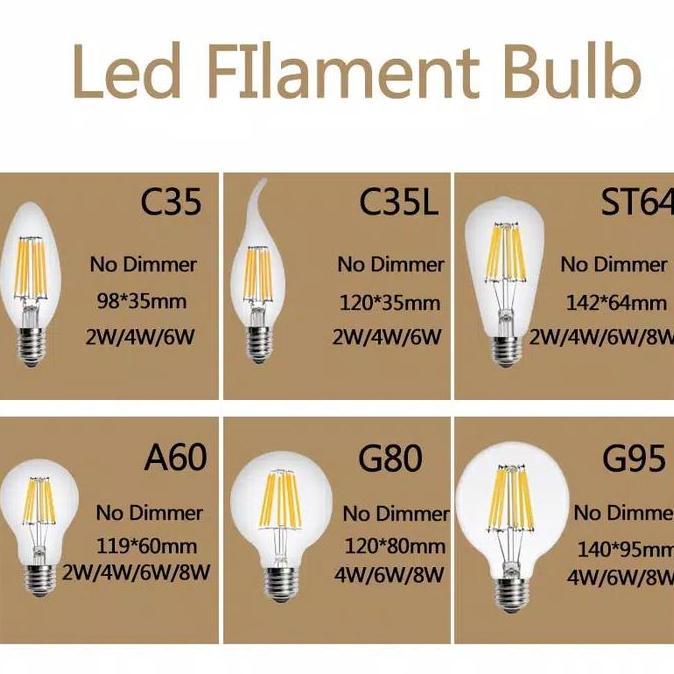 Light- Lampu Led Filamen Edison Vintage G80/ G95 4Tt Fiting E27
