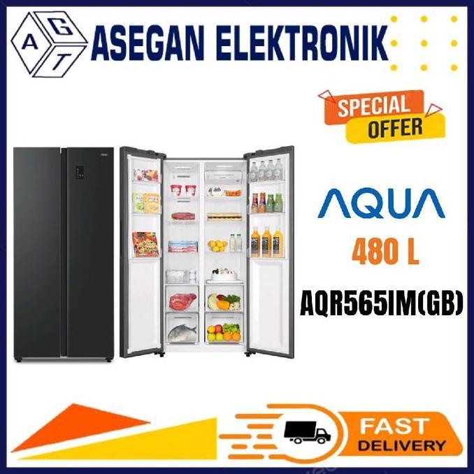Goodseller- AQUA KULKAS SIDE BY SIDE AQR-565IM(GB) TWIN INVERTER AQR565IM 565IM