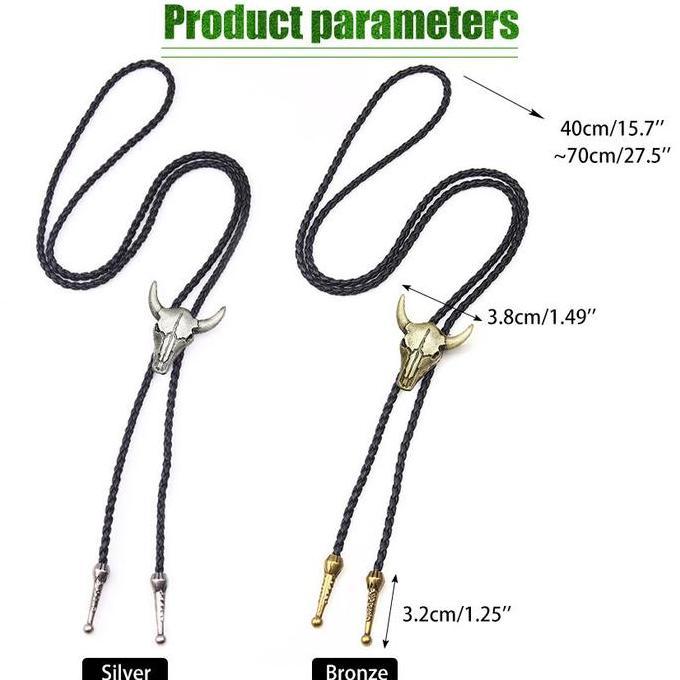 MARVELDRUMB Bolo Tie Pria Dasi Koboi Kulit Vintage Western Aksesoris Cowboy Kepala Banteng Etnik Kla