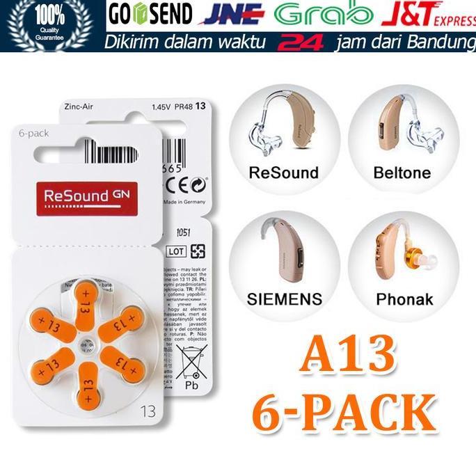 VENOMDRUMB 6Pcs Baterai Alat Bantu Dengar 13 ,Hearing Aid Battery 13 GN ReSound