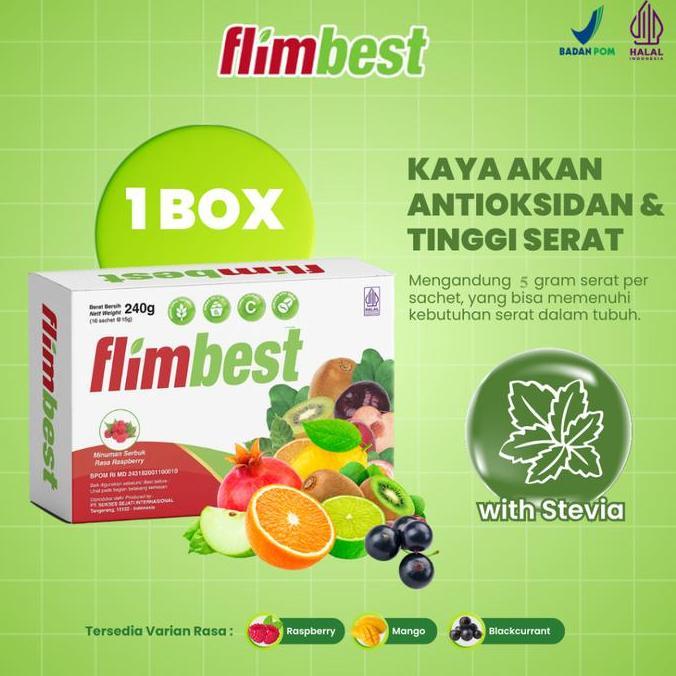 Drio- Flim Fiber 1 Box Isi 16 Sachets Hh Fiber | Hh Nutrition | Antioxidants Sugar Free With Stevia 