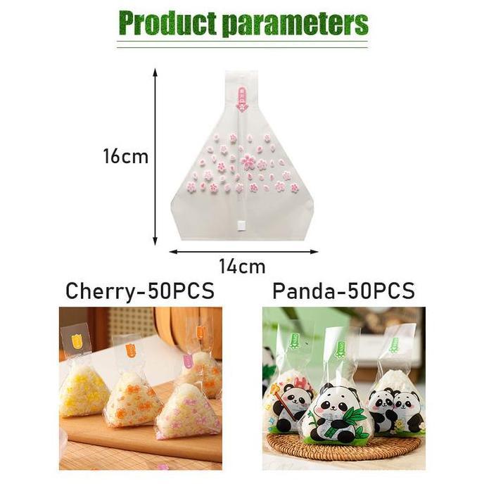 MARVELDRUMB 50Pcs Plastik Bento Onigiri Nasi Sushi Plastik Onigiri Packaging Kertas Bungkus Bento Fo