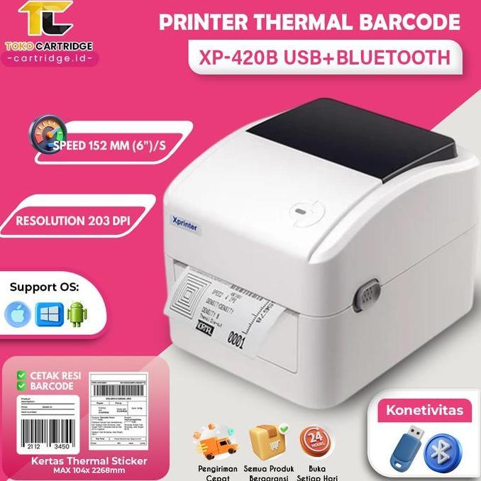 BEBAS ONGKIR - Printer RESI Label Barcode XP-420B Bluetooth New, XPrinter Thermal XP420B XP423B XP-4