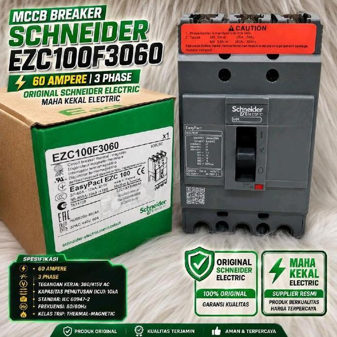 Mccb Breaker Schneider Ezc100F3060 3P 60A Ezc100F3060 Schneider 60A Breaker 60A Nfb Schneider 60A Br