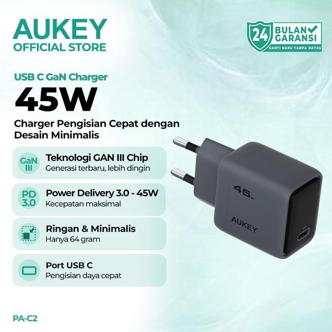 inifasyah_julio - aukey charger gan 45w fast charging usb-c iphone 17 16 15 14 samsung macbook lapto