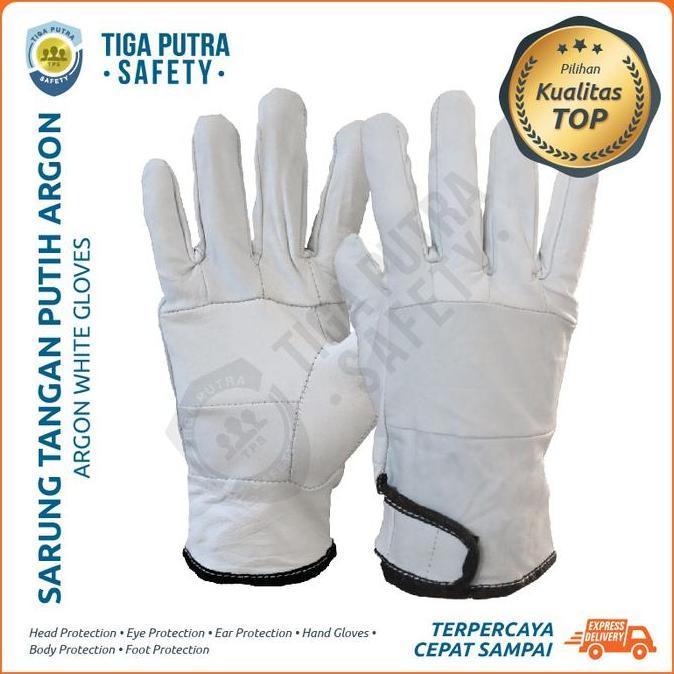 Sarung Tangan Safety Las Argon Putih Kulit Asli / Glove Welding