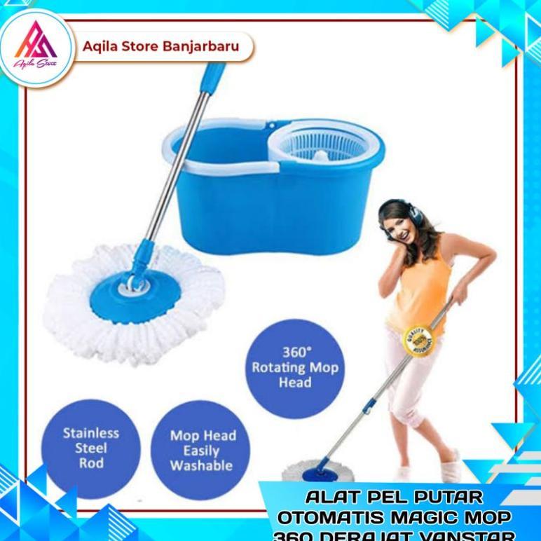 Pel Mop Putar Otomatis Vanstar / Alat Pel Putar Otomatis Magic Mop Stainless 360 Ha