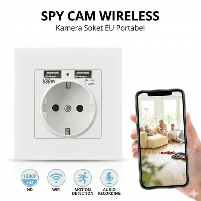 Teknobi Spy Kamera Cam CCTV Mini Wireless Teknobi colokan bulat Cctv Kecil pantau lewat hp