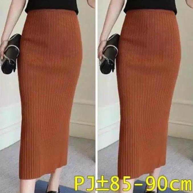 Roupas - Rok Span Rajut Panjang | Rok Premium Rajut | Span Rok - Rok Wanita Rajut Tebal
