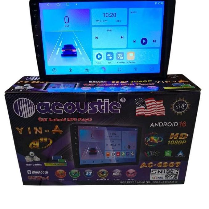 Head Unit Android 9 Inch Acoustic Ac-6907 Ram 4+64 Support Android Auto+Carplay Best Seller