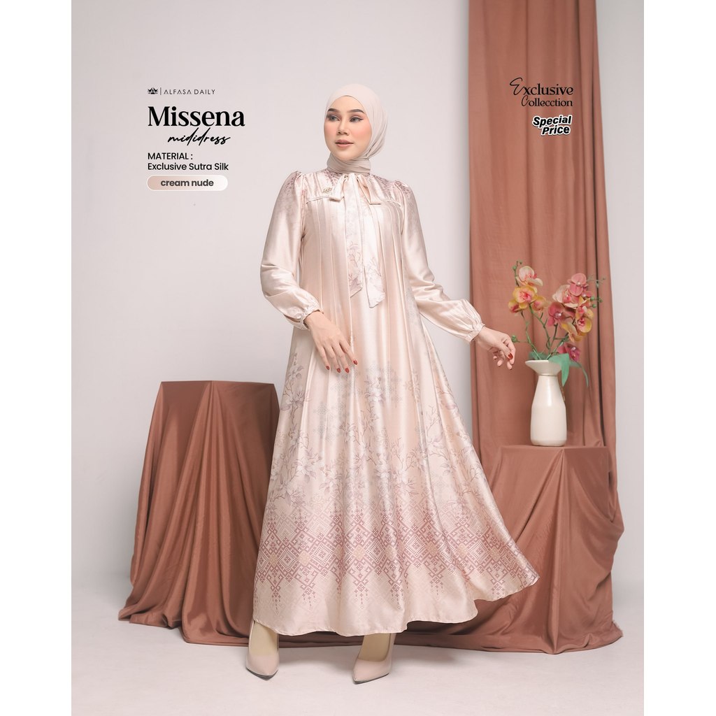 GAMIS KONDANGAN SILK PREMIUM MISSENA MIDI DRESS  - ALFASA DAILY