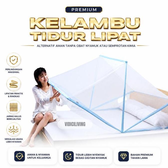 Kelambu Kasur Lipat Premium Anti Nyamuk Cocok Ukuran Kasur 65X120 80X190 100X190 135X190
