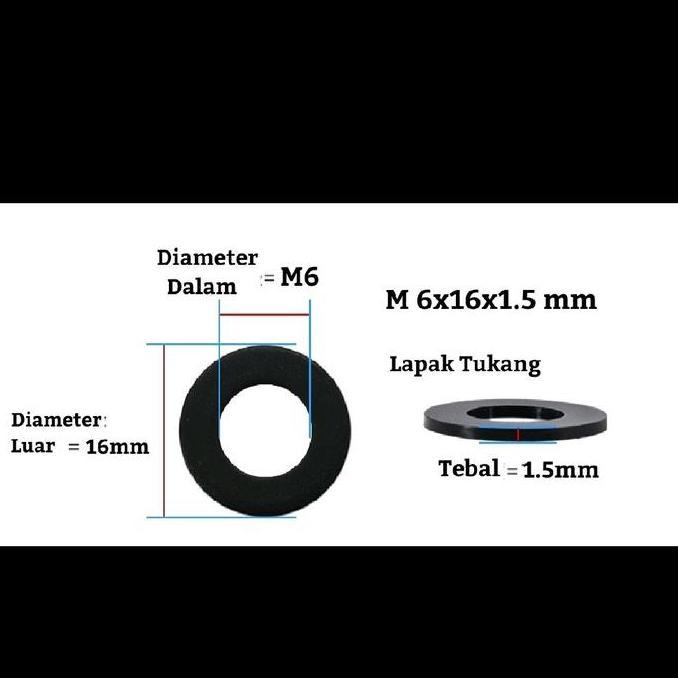 Ring Nylon M6X16X1.5 Putih Ring Plat M6X16 Ring Nilon M6 Terbaru