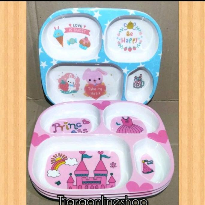 New- Piring Sekat 4 Melamin/Piring Makan Anak Foodgrade