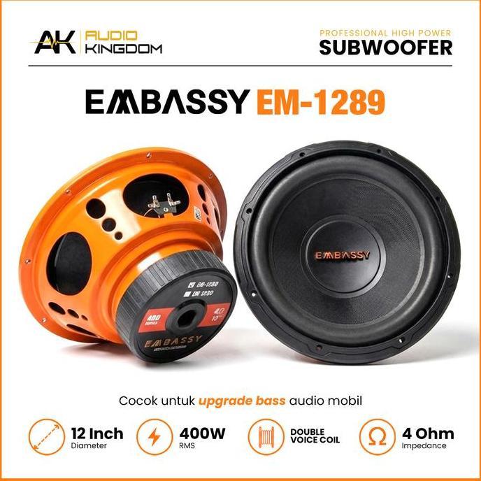 Speaker Embassy Em 1289 Speaker Subwoofer 12 Inch Original