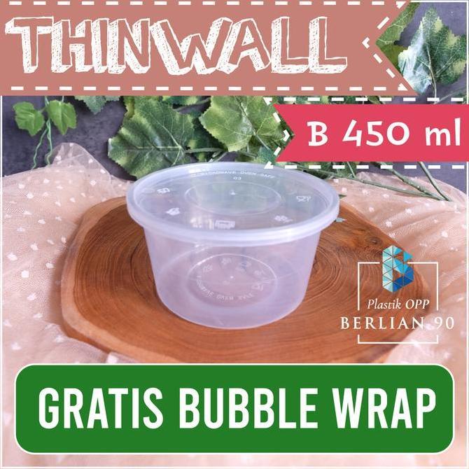 Thinwall Bulat 450 ml Thinwall Bulat Datar 450ml Mangkuk Plastik Salad