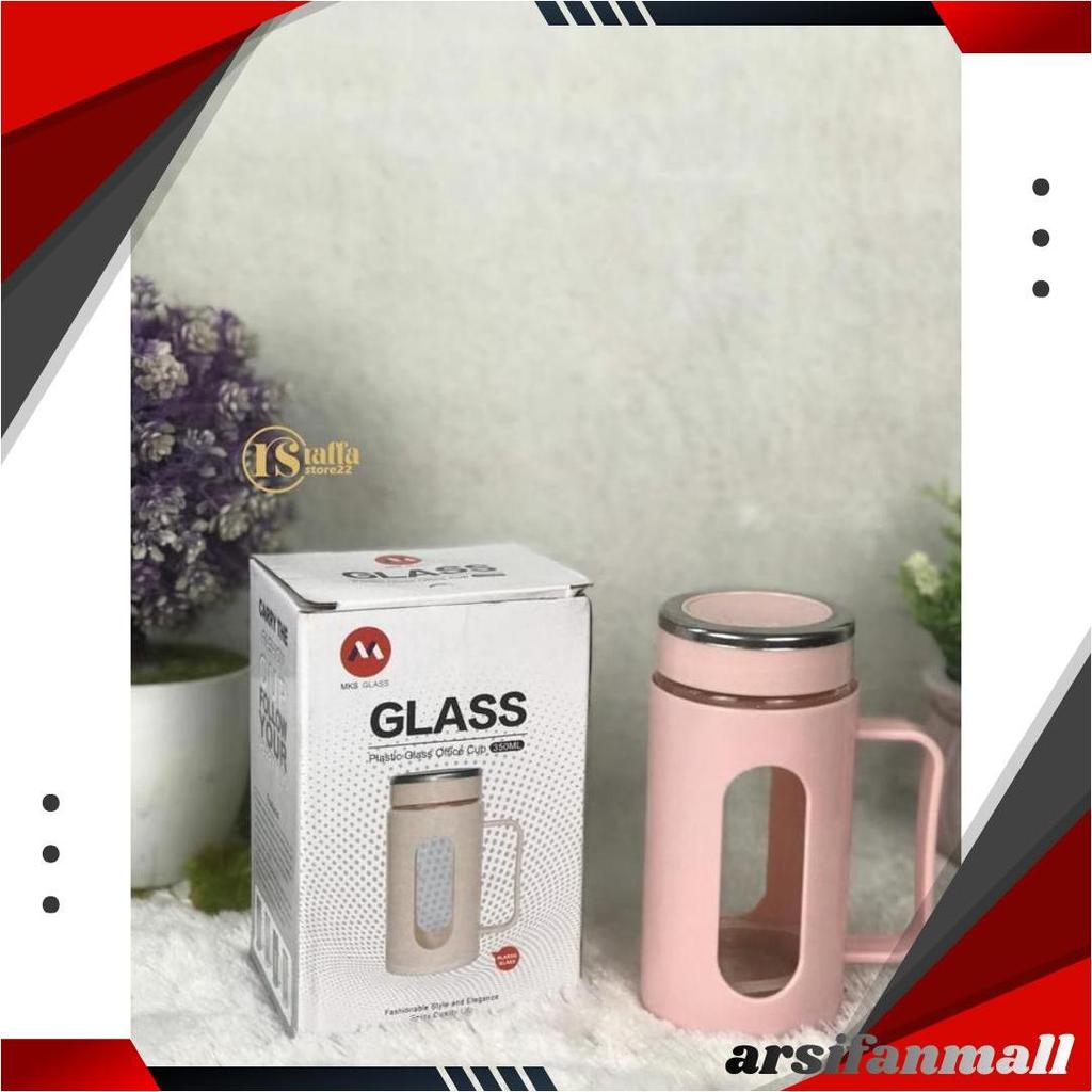 Mug Cantik Gelas Kaca Tumbler Glass Botol Minum Air Panas Dingin Teratas
