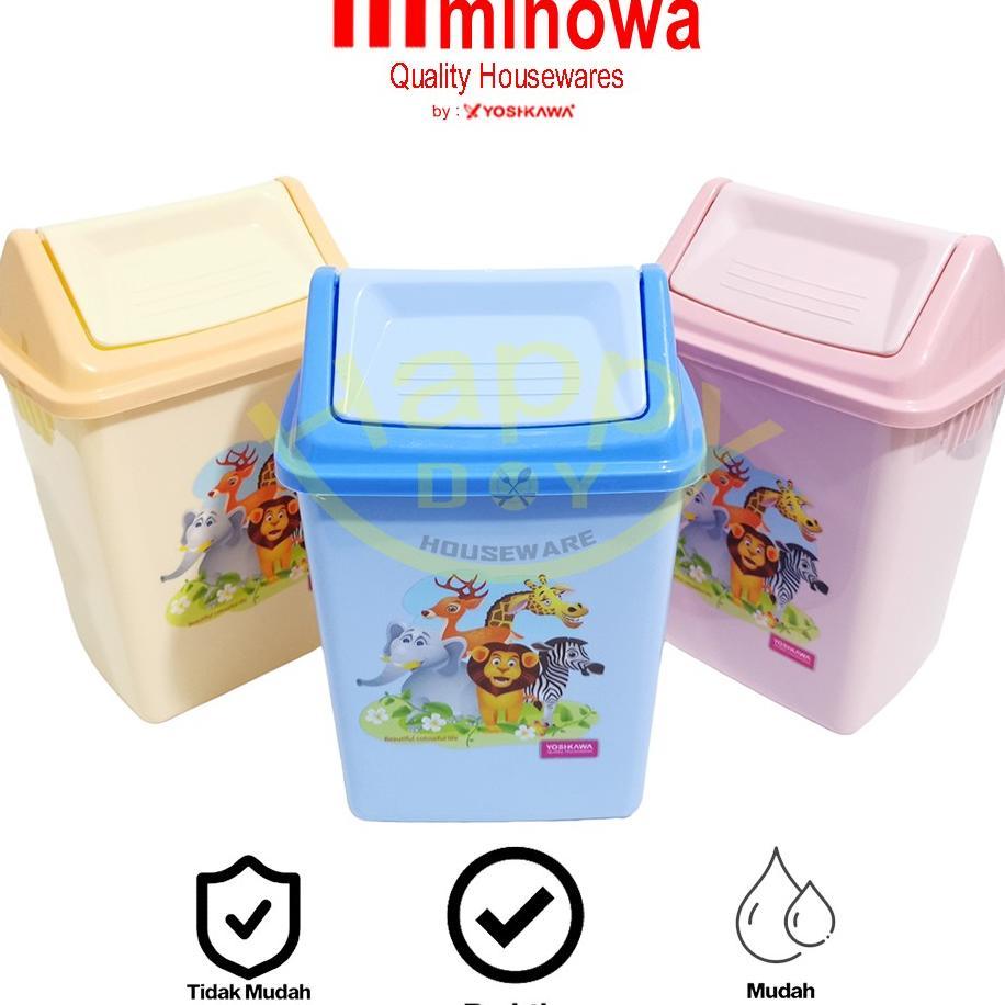 Yoshikawa Tempat Sampah Tutup Putar Swing Motif Pi-1015