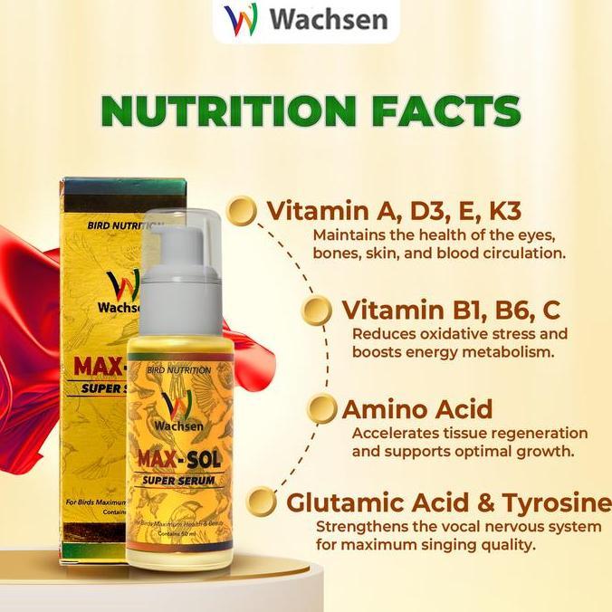 Max Sol Super Serum Vitamin Burung Sultan Booster Gacor Rahasia Performa Mewah Kicau Kristal Formula