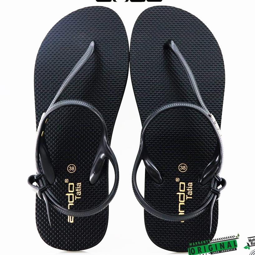 New  Ando Tatia Hitam/Emas - Sandal Strapp Wanita Strappy