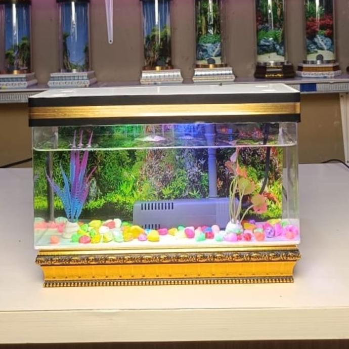 Aquarium Mini Fullset Dengan Air Terjun/Aquarium Akrillik/Aquarium Fullset