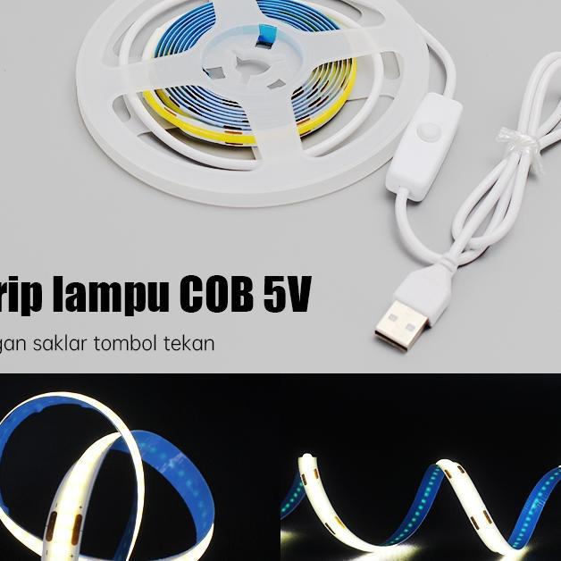 Lampu Cob Strip Usb Dc 5V Lampu Latar Tv Led Putih Hangat Pencahayaan Latar Belakang