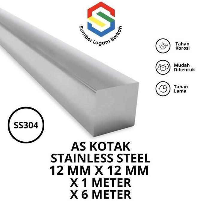 as kotak 12 mm x 12 mm stainless steel 304