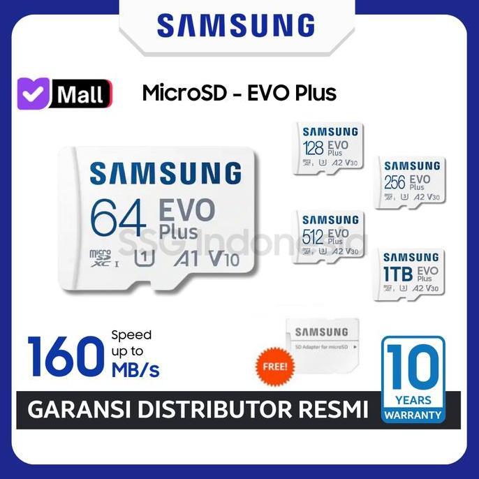Samsung MicroSD EVO Plus 64GB / 128GB / 256GB / 512GB / 1TB  Memory Card Kartu Memori Micro SD - Gar
