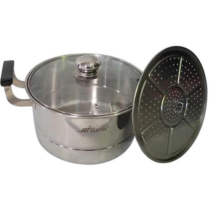 Kuchi- Langseng / Dandang / Steamer Stainless Muliya Tutup Kaca 28 Cm