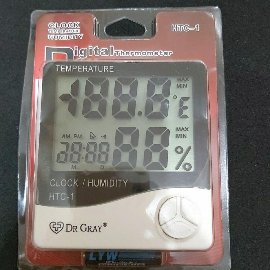 Termometer Ruangan Hygrometer Humadity Digital Termometer Ruangan Digital jam HTC-1 Diskon