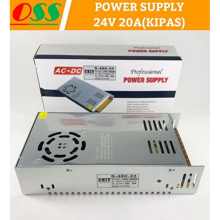 ECHINACEA POWER SUPPLY 24V 20A / PSU 24V 20A SMPS TRAFO SWITCHING POWER + KIPAS