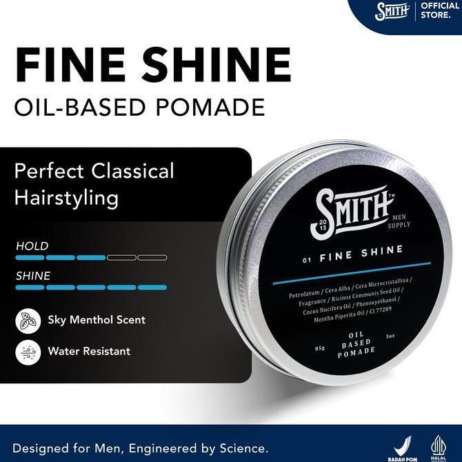 Careya- Smith Men Supply - Fine Shine Hair Pomade Oil Based 85Gr / Minyak Rambut Pria Ngi / Scent Me