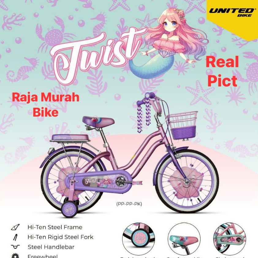 Sepeda Anak Perempuan Keranjang Mini 18 Inch United Twist Sepeda United Twist 18 Inch
