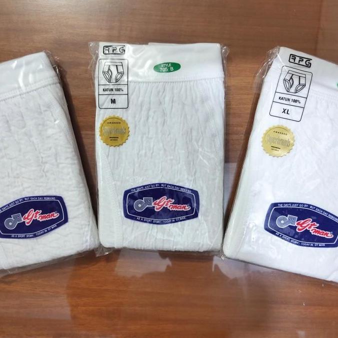 Cuecas - Celana Dalam Gt Man Babat Putih 705 B / Cd Gt Man Kulit Jeruk Putih / 1 Pcs - Putih, M