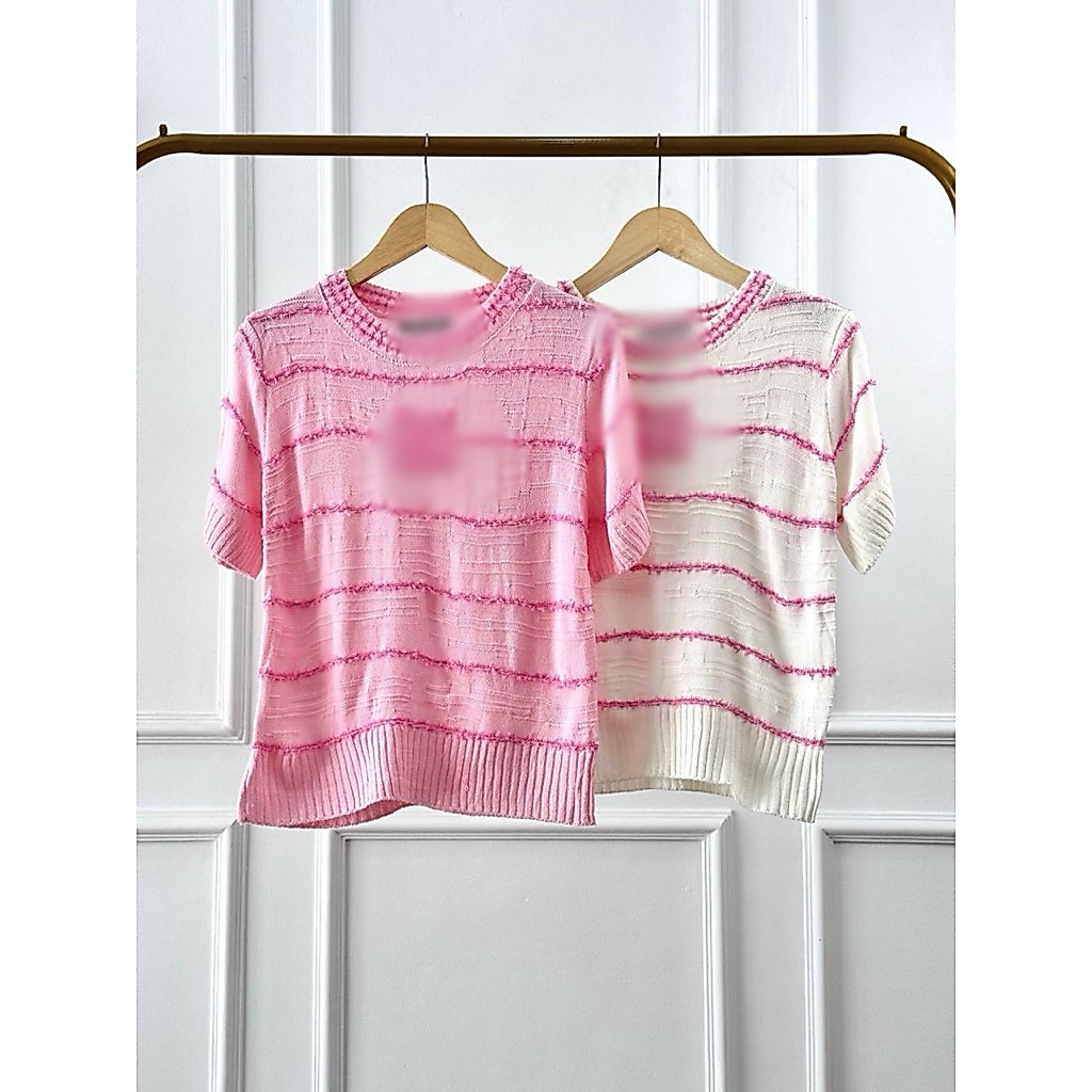 Baju Wanita M Two-Tone Stripes Tee