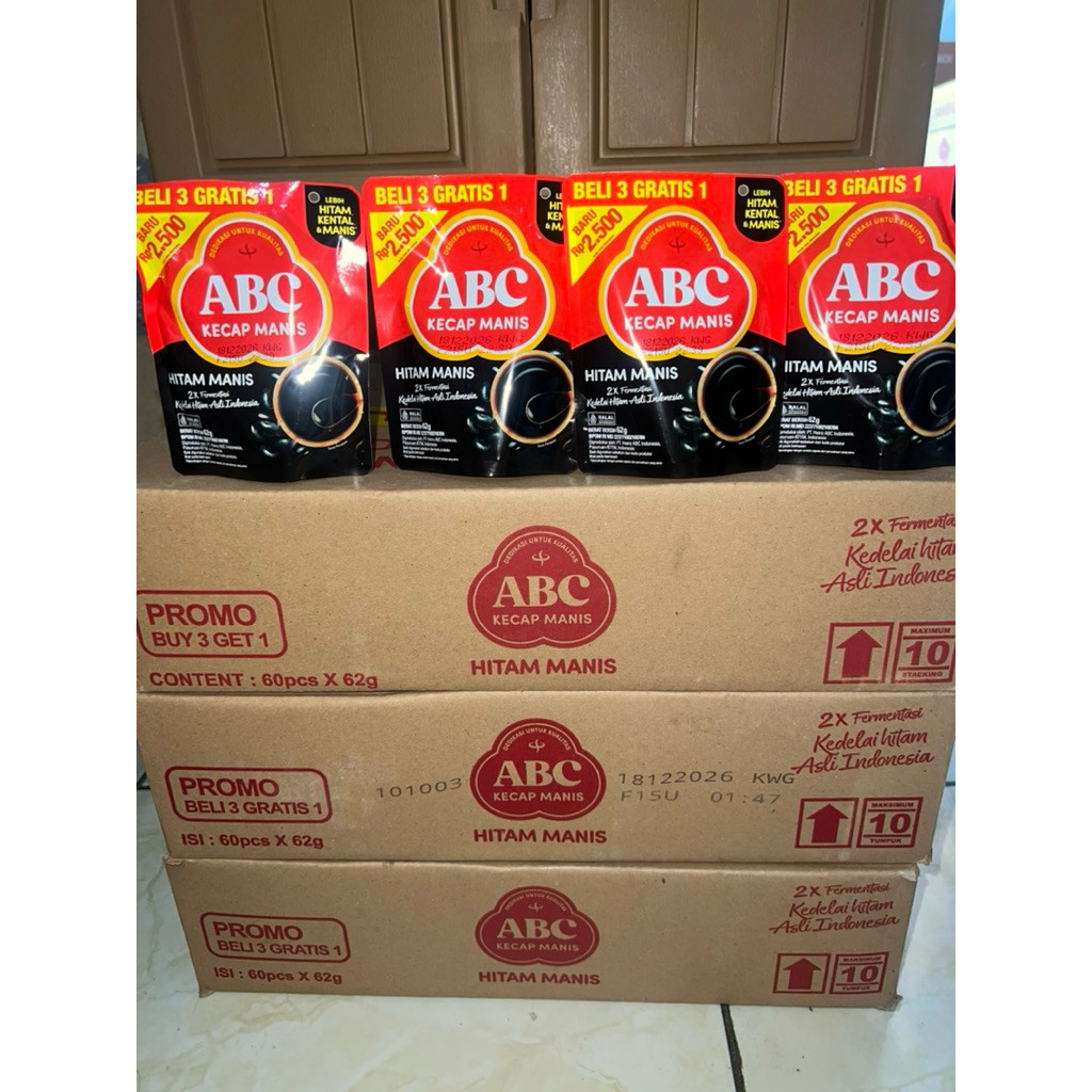 Kecap hitam manis ABC 62g 1 karton isi 60pc