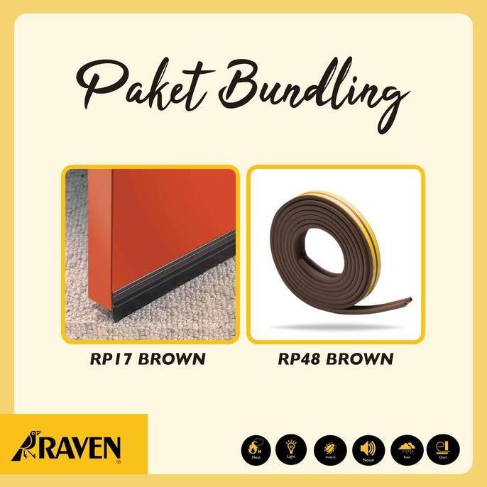 RAVEN Door Seal Bundling RP17 + RP48 Brown - Penutup Celah Pintu dan Jendela Anti Serangga & Debu
